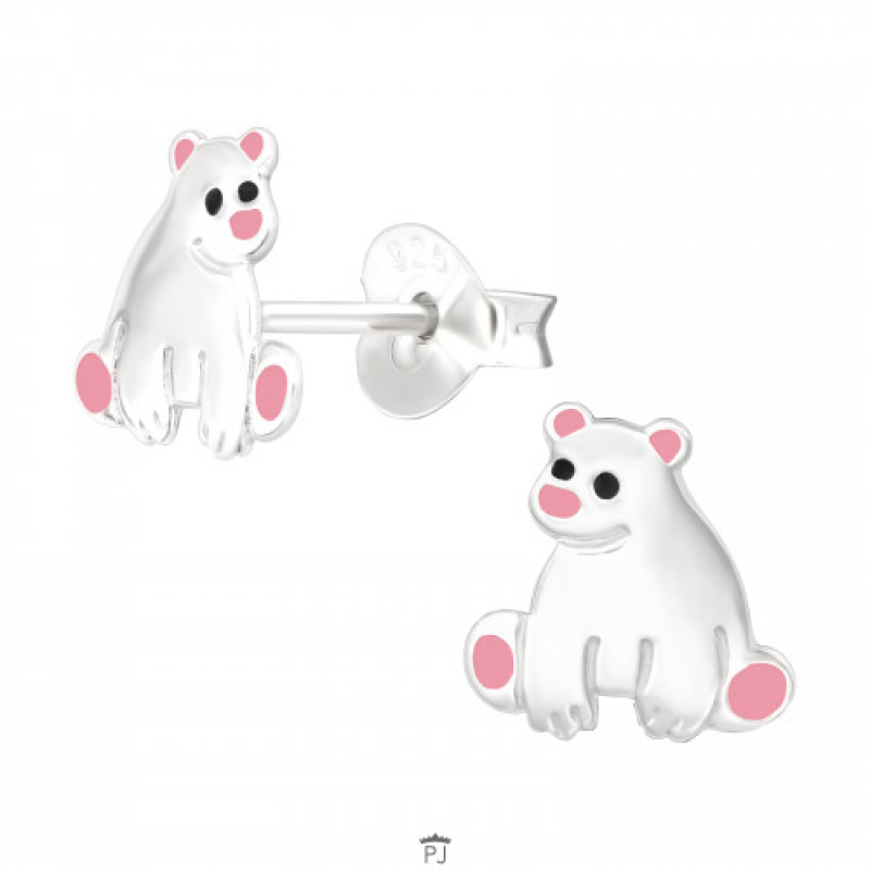 Oorknopjes zilver beer