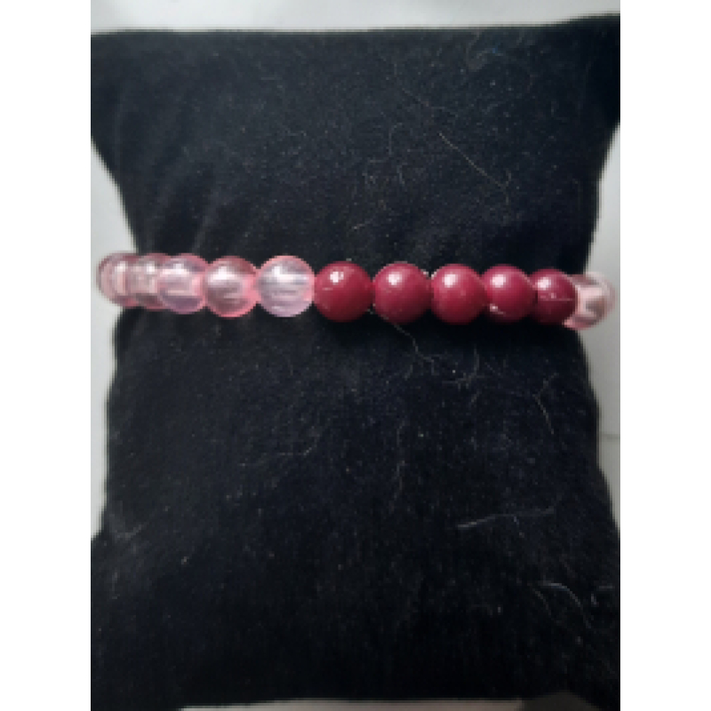 Kinderarmband met kralen 16cm rood/rose