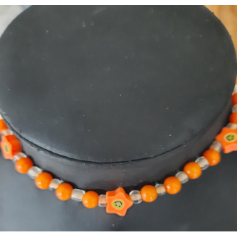 Kinderketting oranje stersmiley's