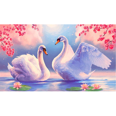 Diamond painting kit 25x15cm: zwanen