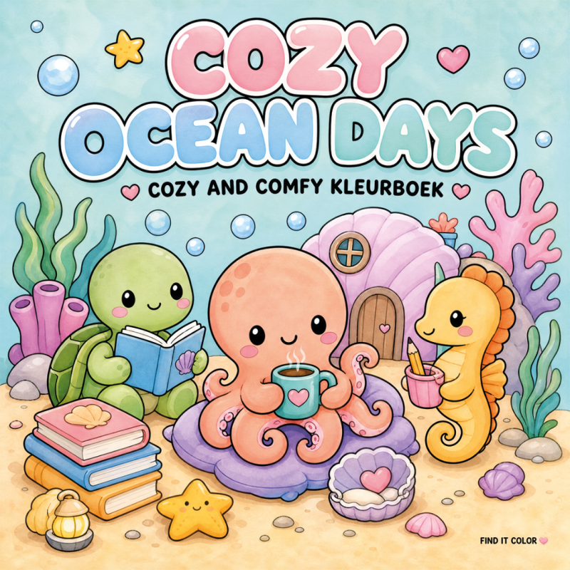 Findit Color - Coloring Book - Cozy Ocean Days ( leverbaar vanaf donderdag 12 juni)
