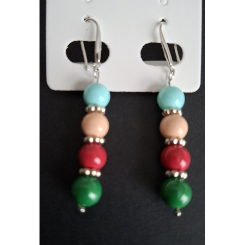 Oorbellen met 4 kleuren parels