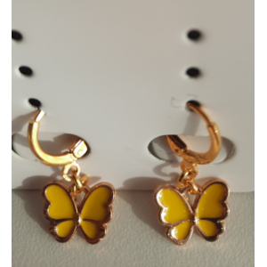 Oorbellen vlinder ( goldplated) geel