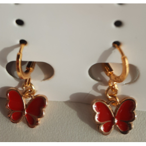 Oorbellen vlinder ( goldplated) rood