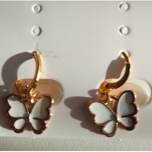 Oorbellen vlinder ( goldplated) wit
