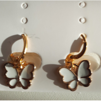 Oorbellen vlinder ( goldplated) wit