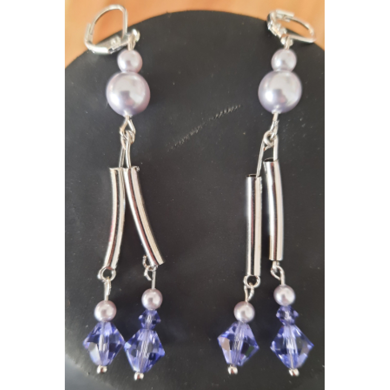 Oorhangers zilver lila