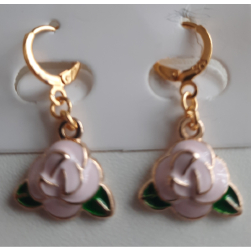 Oorbellen roos rose ( goldplated)