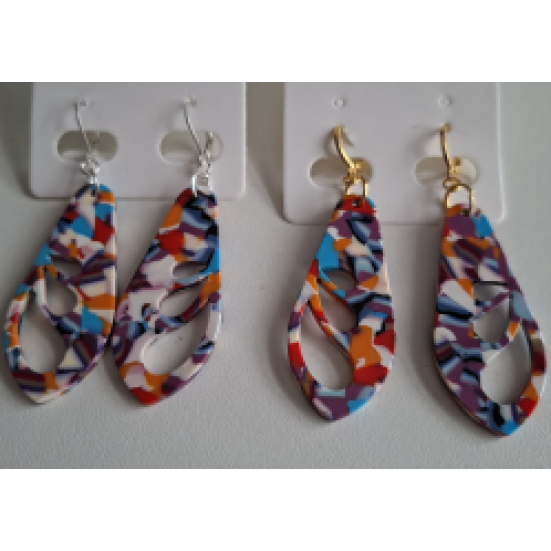 Oorhangers zilver vleugel in beige