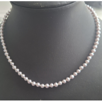 Kralenketting dames lila met glasparel