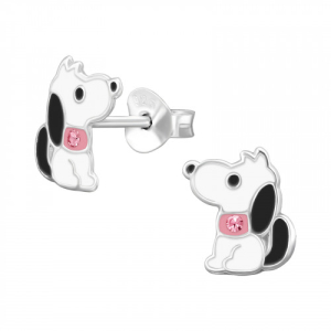 Oorknopjes zilver zittende hond