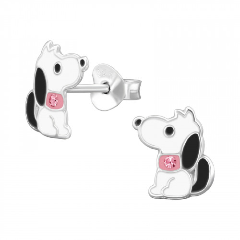 Oorknopjes zilver zittende hond