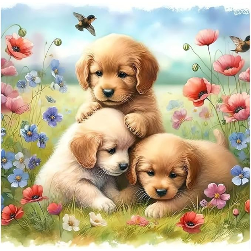 Diamond painting kit 25x15cm: Puppy's