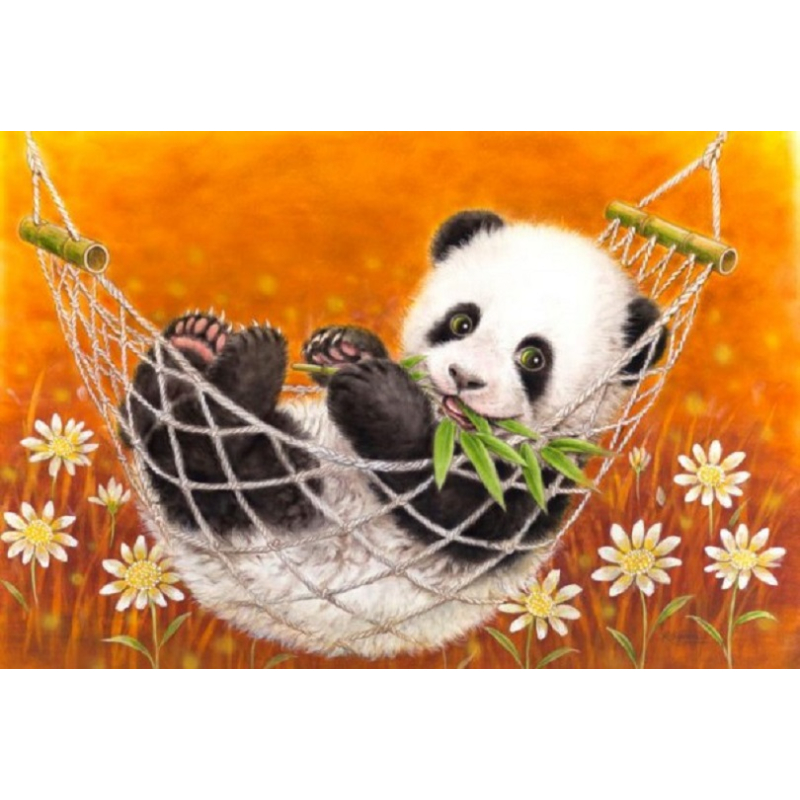 Diamond painting kit 25x15cm: panda in hangmat