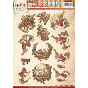  3D-Push Out - Birds holly jolly - Yvonne Creations