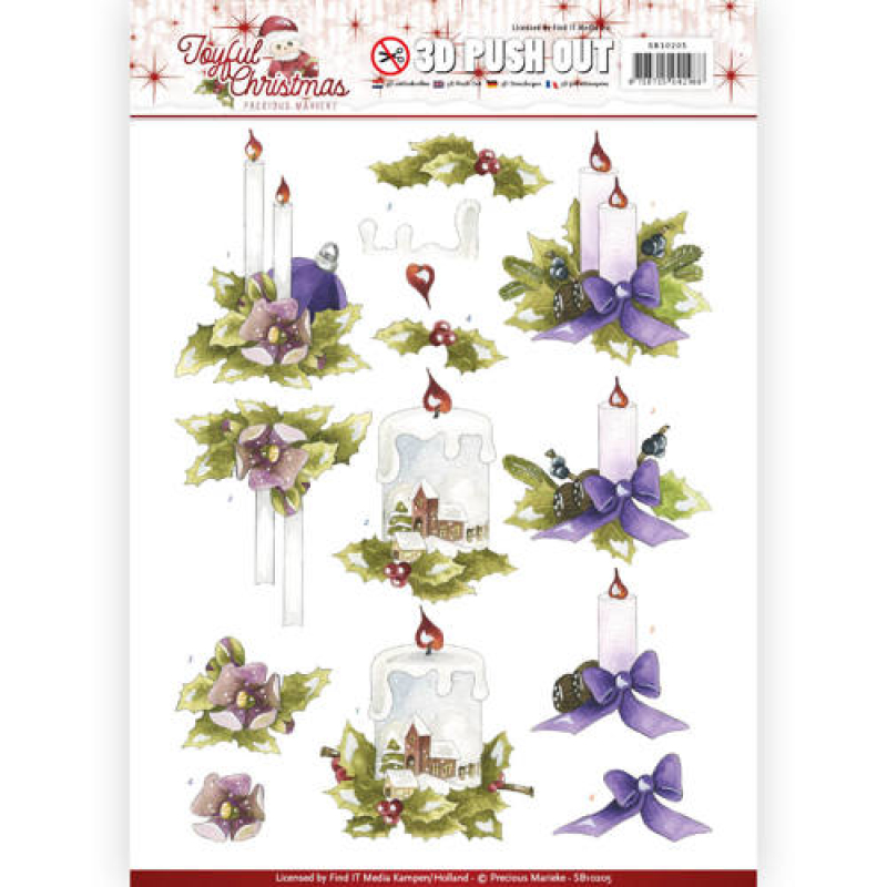  3D-Push Out - Christmas candles- Precious Marieke