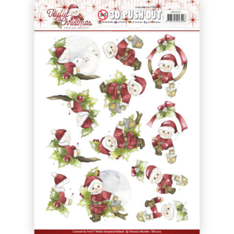  3D-Push Out - Santa on Branch Joyful Christmas -  Precious Marieke
