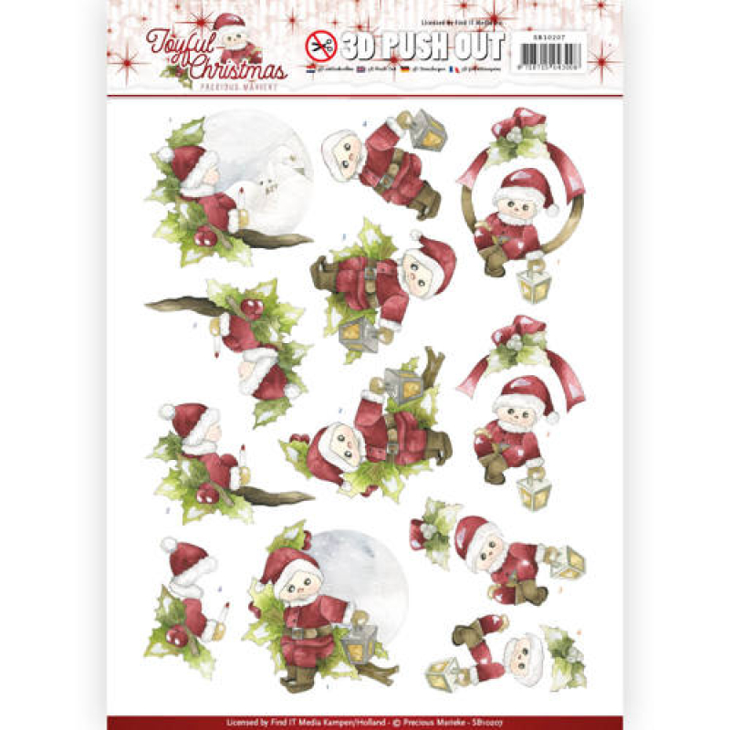  3D-Push Out - Santa on Branch Joyful Christmas -  Precious Marieke