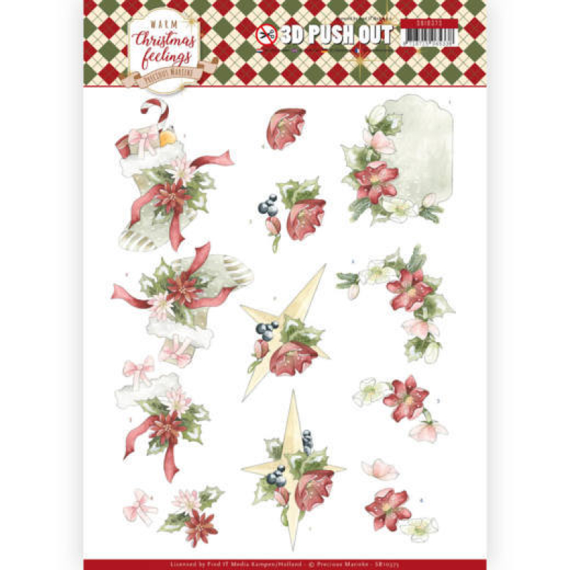3D Push Out - Precious Marieke - Warm Christmas Feelings - Red Christmas Ornaments
