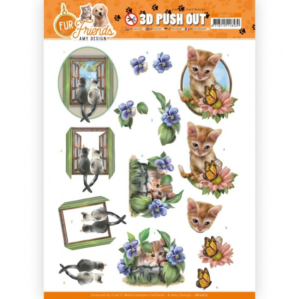 3D Push Out - Amy Design - Fur Friends - Cats at the window