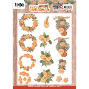 3D Push Out - Jeanine's Art - Wooden Christmas - Orange Fruit