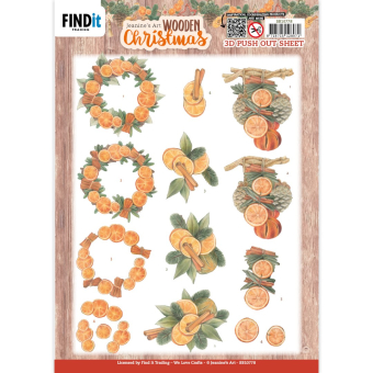 3D Push Out - Jeanine's Art - Wooden Christmas - Orange Fruit