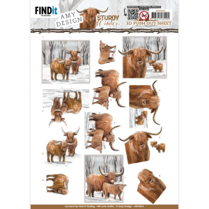 3D Push Out - Amy Design - Sturdy Winter - Scottish Highlander