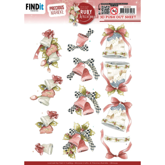  3D-Push Out - Precious Marieke- Ruby Christmas - Ruby Bells