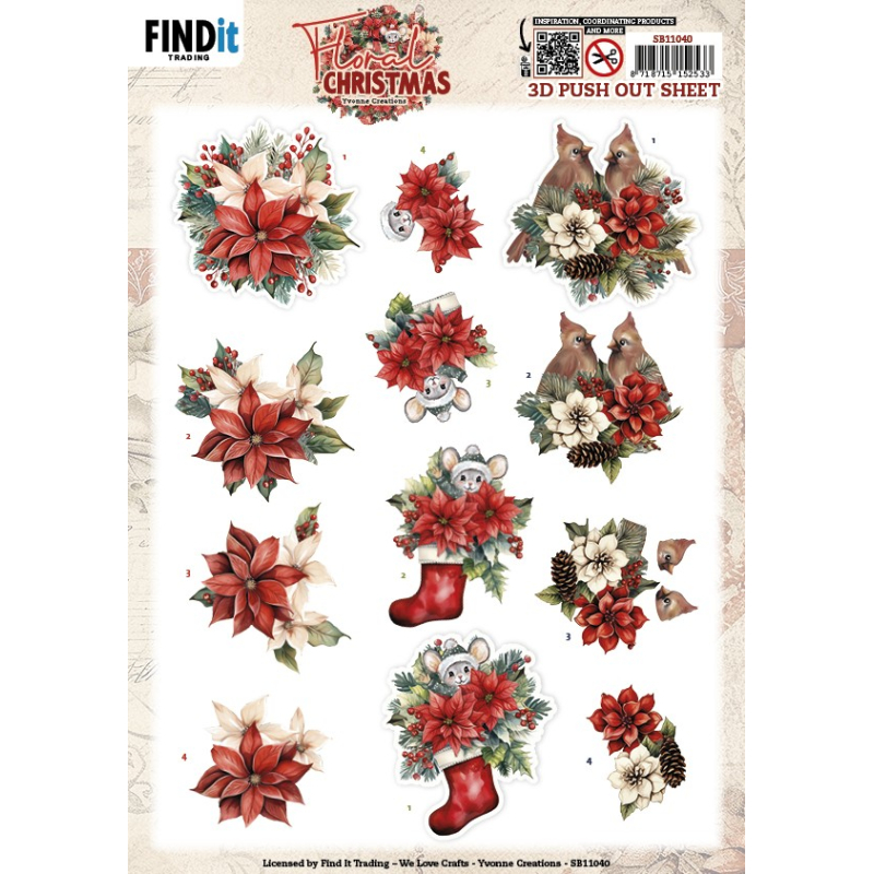  3D-Push Out - Yvonne Creations - Floral Christmas - Floral Poinsettia