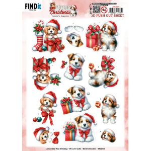  3D-Push Out - Berries Beauties - A Very Furry Christmas - Puppy