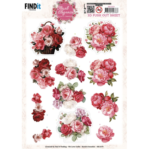 3D Push Out - Berries Beauties - Floral Elegance - Peony Delight