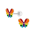 K3: Zilveren oorstekers K3 collectie, vlinder met gekleurde vleugels