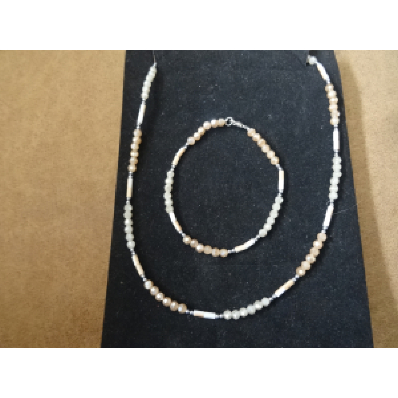 Kralenketting met bijpassende armband dames brown