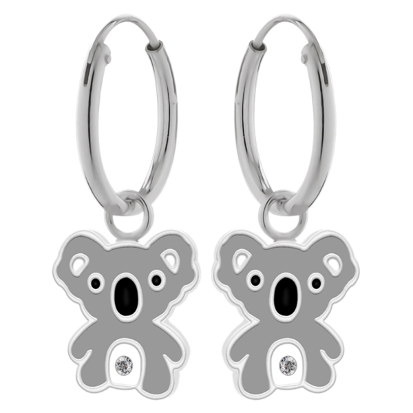 Oorhangers zilver koala beer met kristal