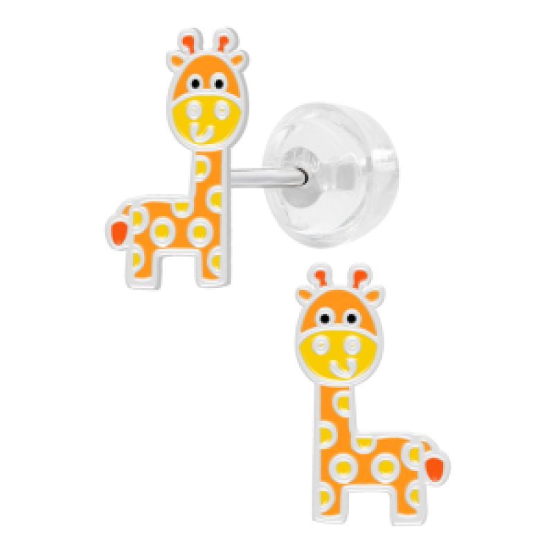 Oorknopjes zilver giraf