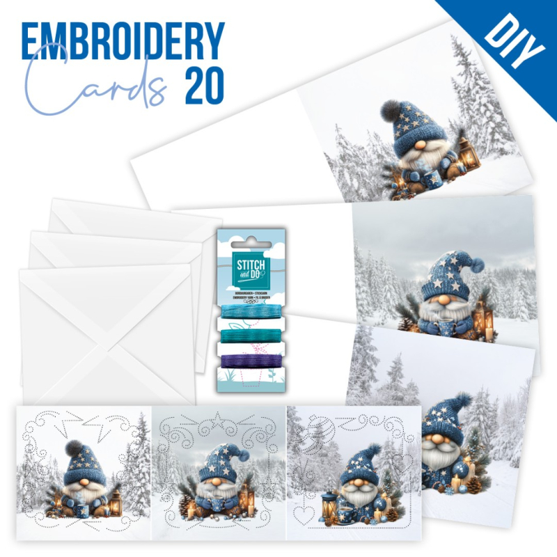 Stitch and Do Cards 020- Gnomie Christmas