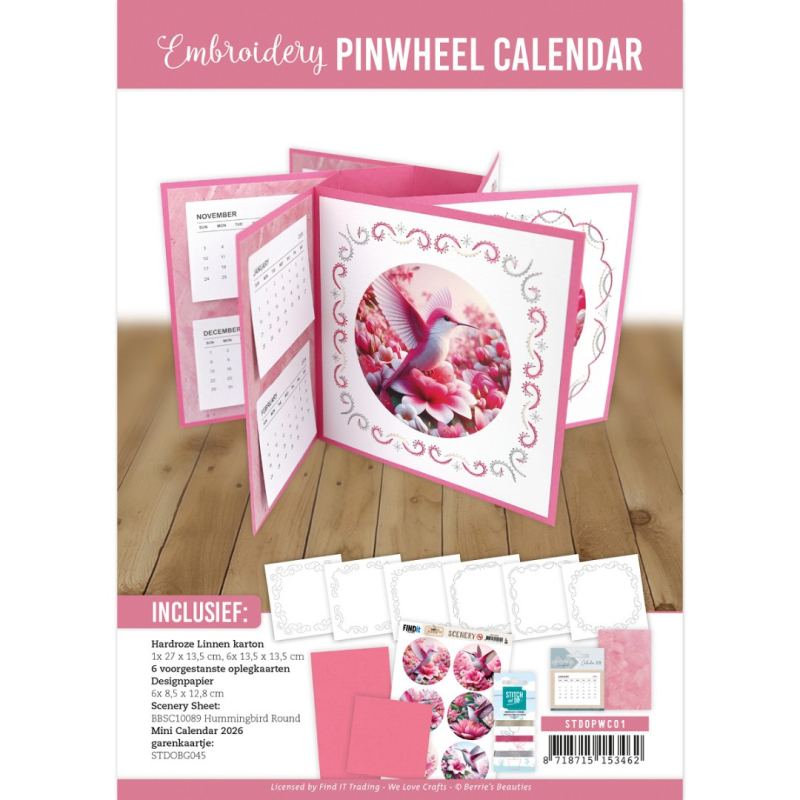 Embroidery Pinwheel Calendar - Berries Beauties - Hummingbirds
