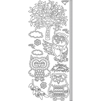 Stickervel: Owls tree - zilver