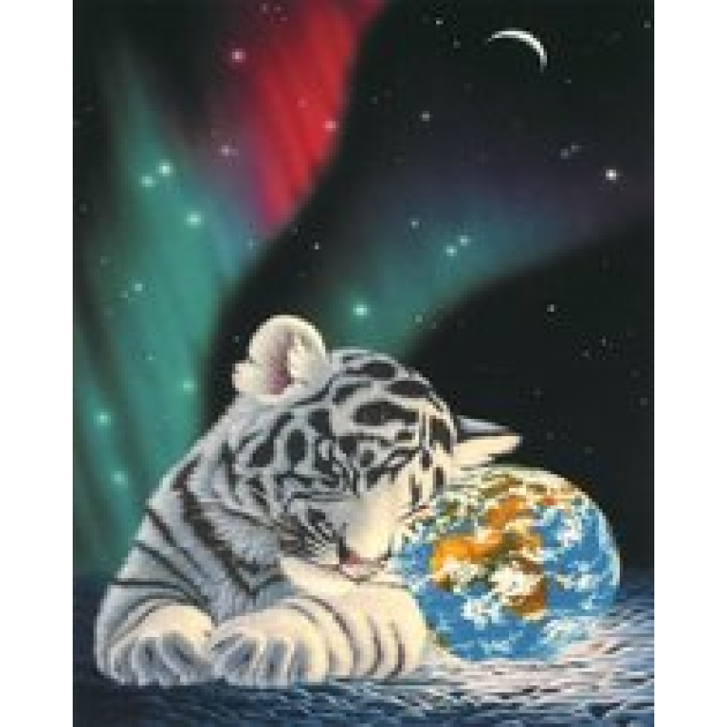 Mona Lisa diamond painting 40x30cm: tijger met wereldbol