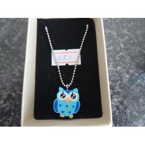 Kinderketting als hanger een uil in blauw