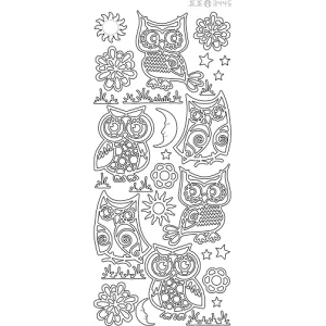 Stickervel: Various owls - Zilver