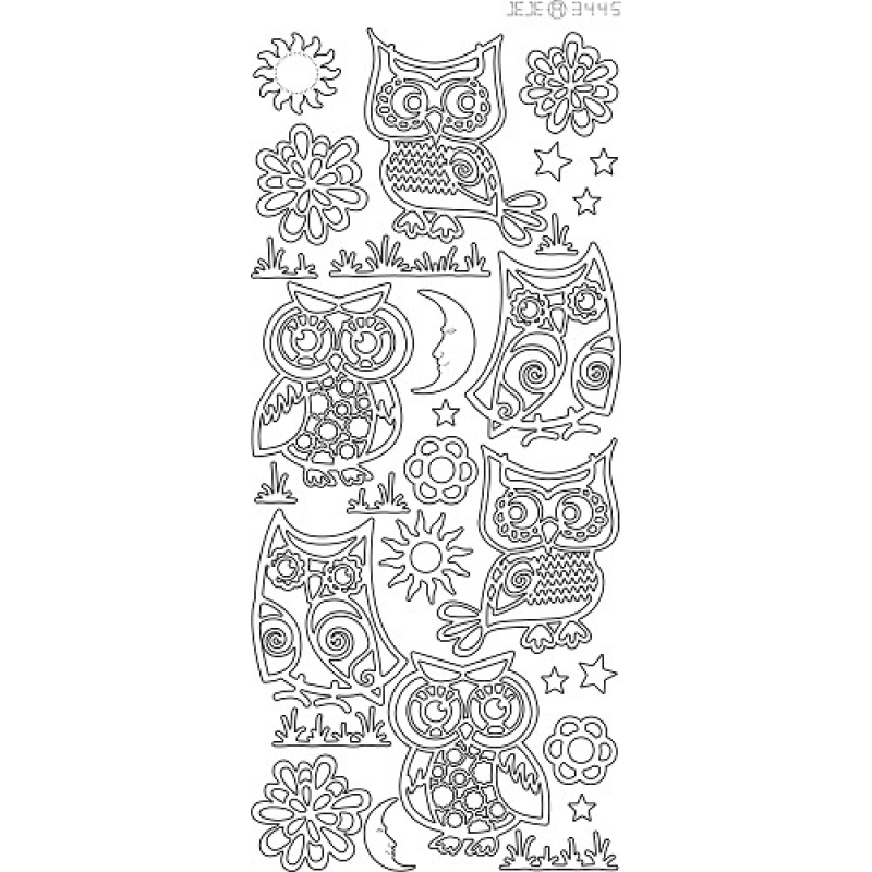 Stickervel: Various owls - Zilver