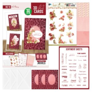 3D and do Velvet Cards A6 nr.10- Red Flowers