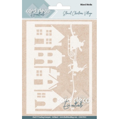 Card Deco Essentials - Mixed Media Stencil - Christmas Village