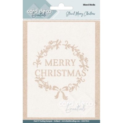 Card Deco Essentials - Mixed Media Stencil - Merry Christmas