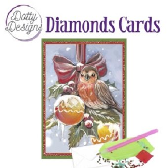 Dotty Designs Diamond Cards - Bird With Christmas Ornaments 1156