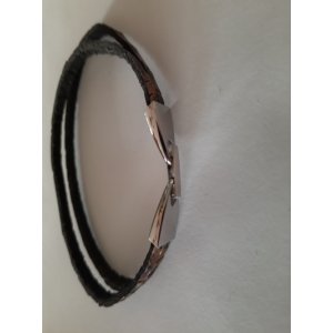 Armband leer met rvs sluiting (10 mm breed) bruin slangenleer in diverse maten