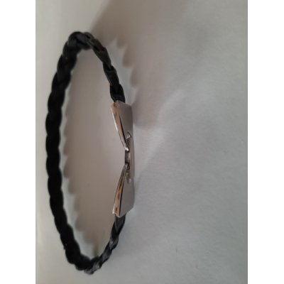 Armband leer met rvs sluiting (10 mm breed) zwart gevlochten in diverse maten