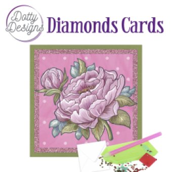Dotty Designs Diamond Cards -  Large pink peony