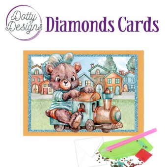 Dotty Designs Diamonds Cards - Teddybear on train